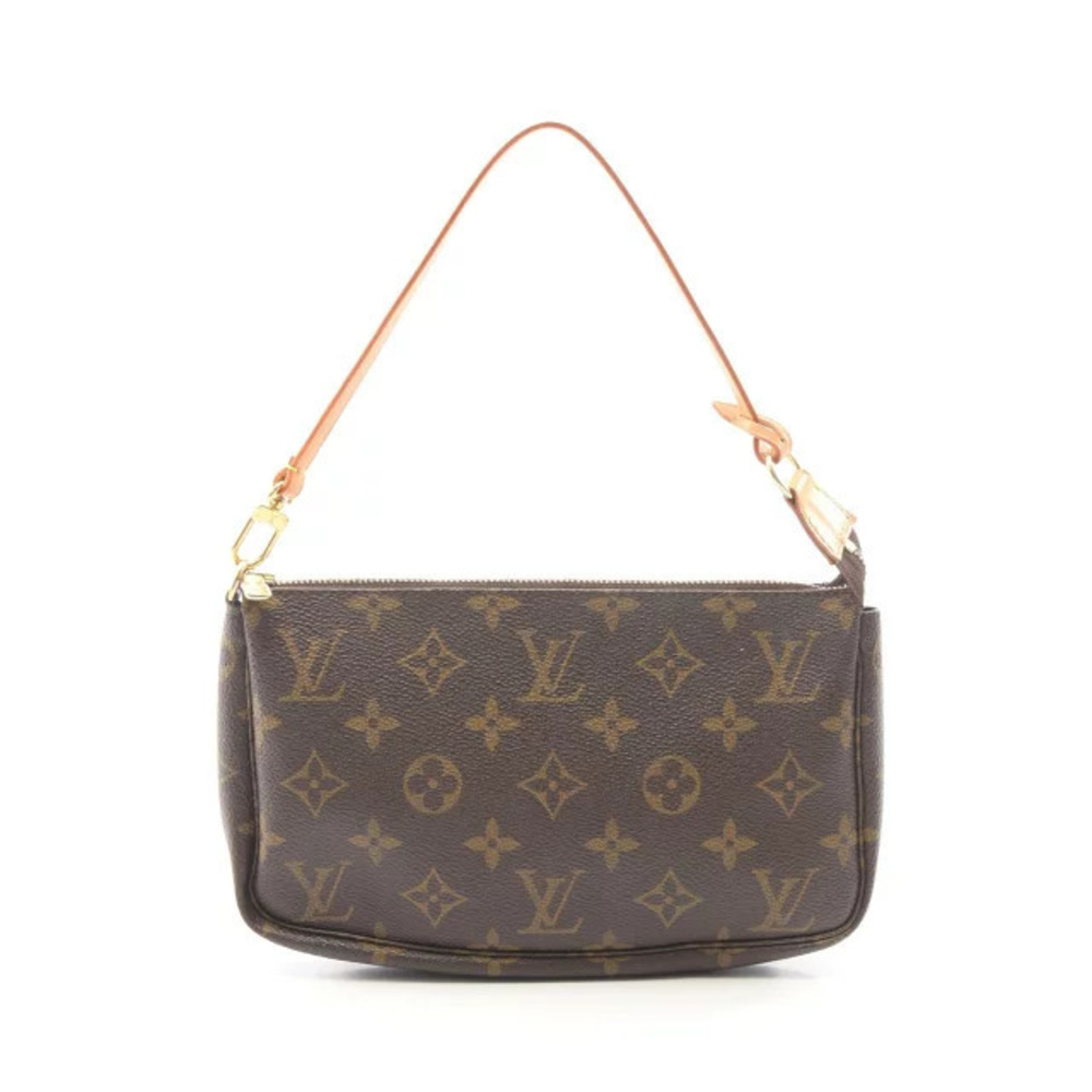 Louis Vuitton Pochette Accessoires Monogram Handbag Canvas Leather Brown